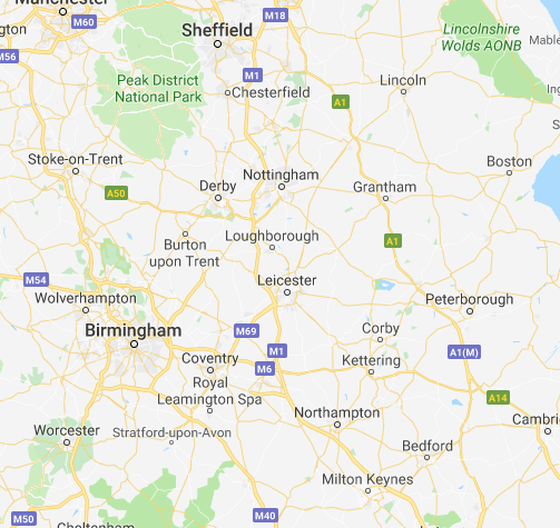 Abbey Lawn Turf Areas We Serve Nottingham Leicestershire Loughborough Map
